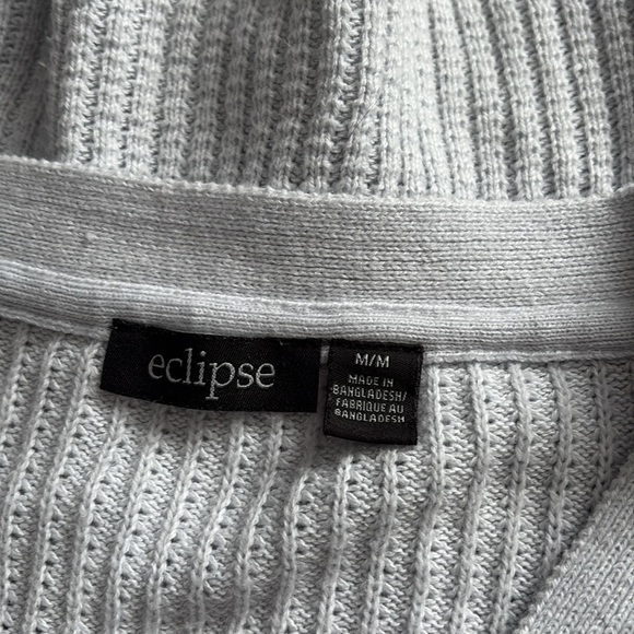 Eclipse Baby Blue Waffle Knit Cropped Cardigan | Button Front Sweater | Size M - Picture 6 of 7